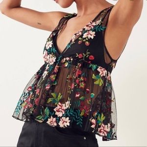 Urban Outfitters Floral Embroidered Tank